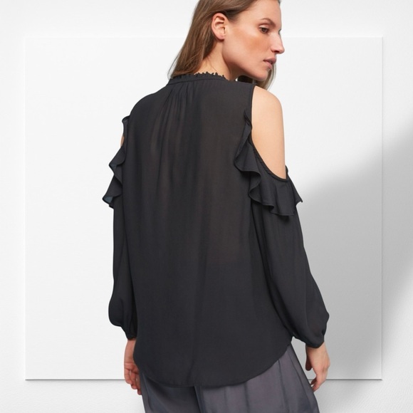 Maeve ‘Liesel Ruffled Cold Shoulder Blouse’ in Black Size Small - Picture 2 of 16
